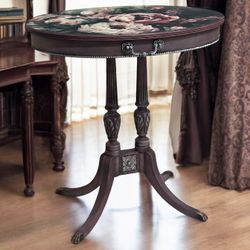 Antique Floral Side Table 