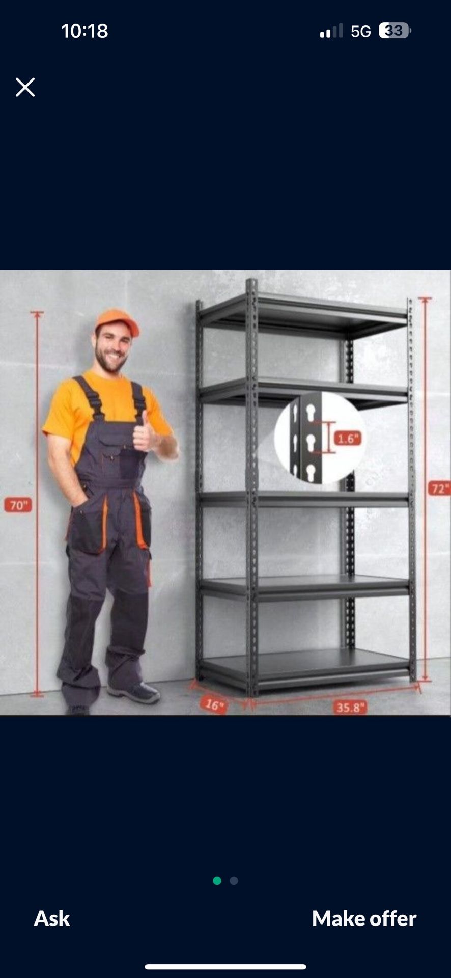 Metal Shelving 36x18x72