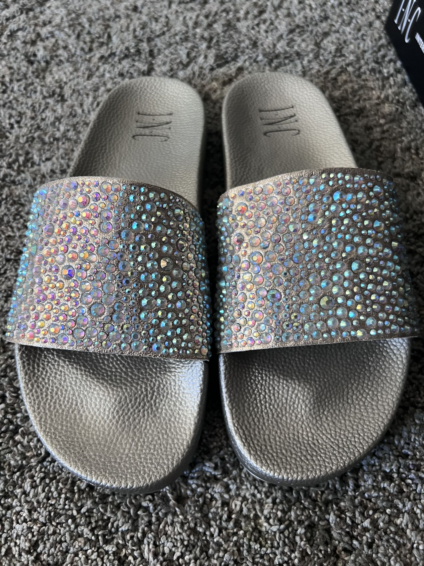 INC Peymin Champagne Slides (Size 8)