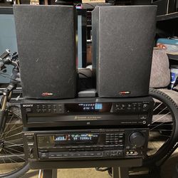 SONY SURROUND CAPABLE STREAMING STEREO MUSIC SYSTEM W BLUETOOTH/SONY 5 DISC CD 💿 CAROUSEL PLR/POLK BOOKSHELF SPEAKERS 🔊.