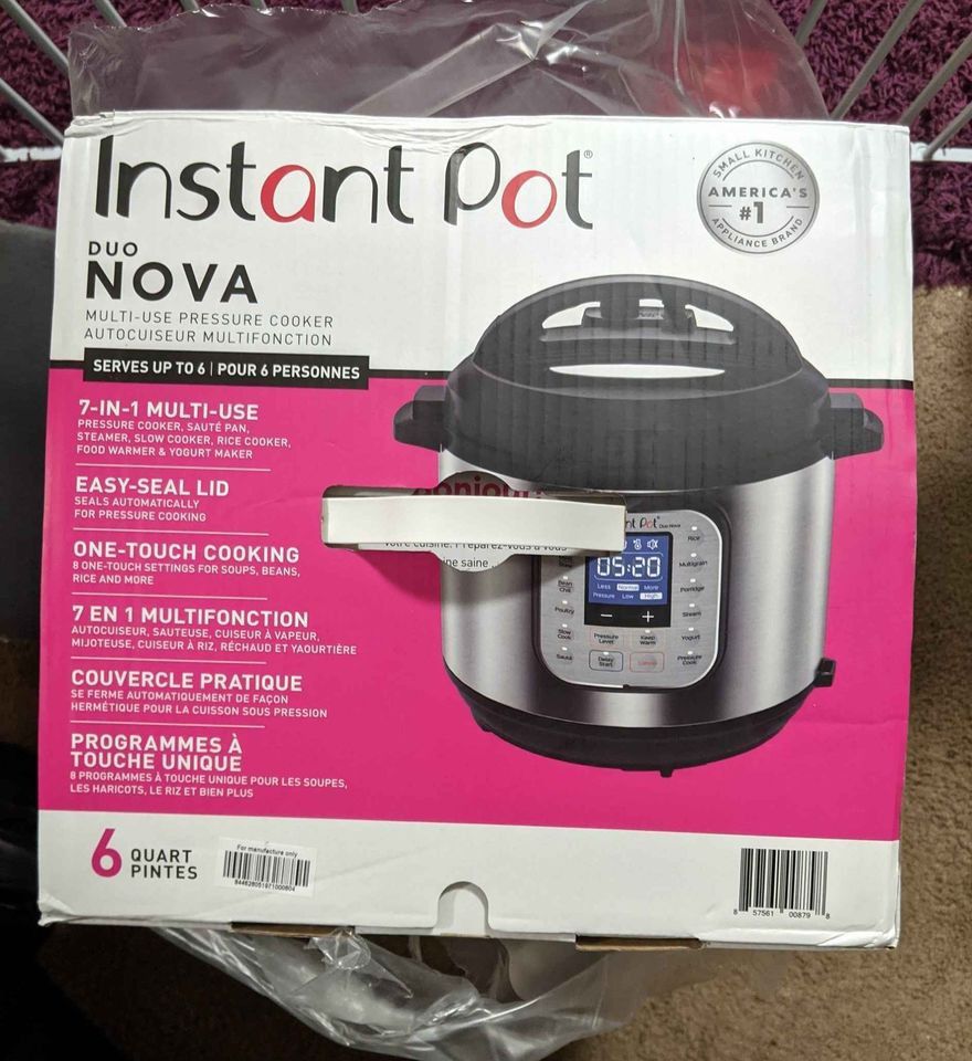 NEW BOXED Instant Pot Duo Nova 6qt 7 in 1 Multi Use Pressure Cooker
