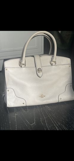 Authentic Coach White Leather Satchel Handbag