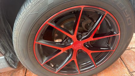 🔥 Rines Deportivos Negros con Rojo + Llantas Nuevas 235/55R18