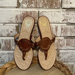 Vince Camuto VP Braida Leather Sandals Size 7M/37 Women’s Summer Cognac