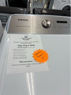 LIMITED TIME DEALS!!! additional 10%  discount  NOW$494 Samsung gas dryer with steam