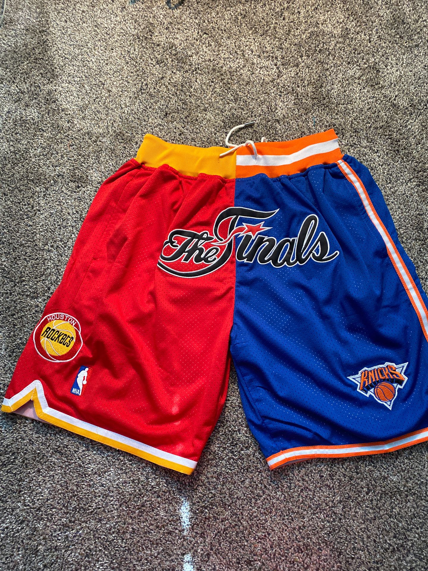 NBA finals style shorts Knick vs rockets split shorts