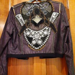 Nwots Purple Leather Handmade Jacket M/L
