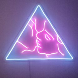 Couples Kissing Pink And Blue Neon Sign 32 In Wide