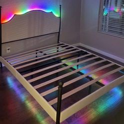 Brand New Queen Bed Frame With Headboard And LED Lights 