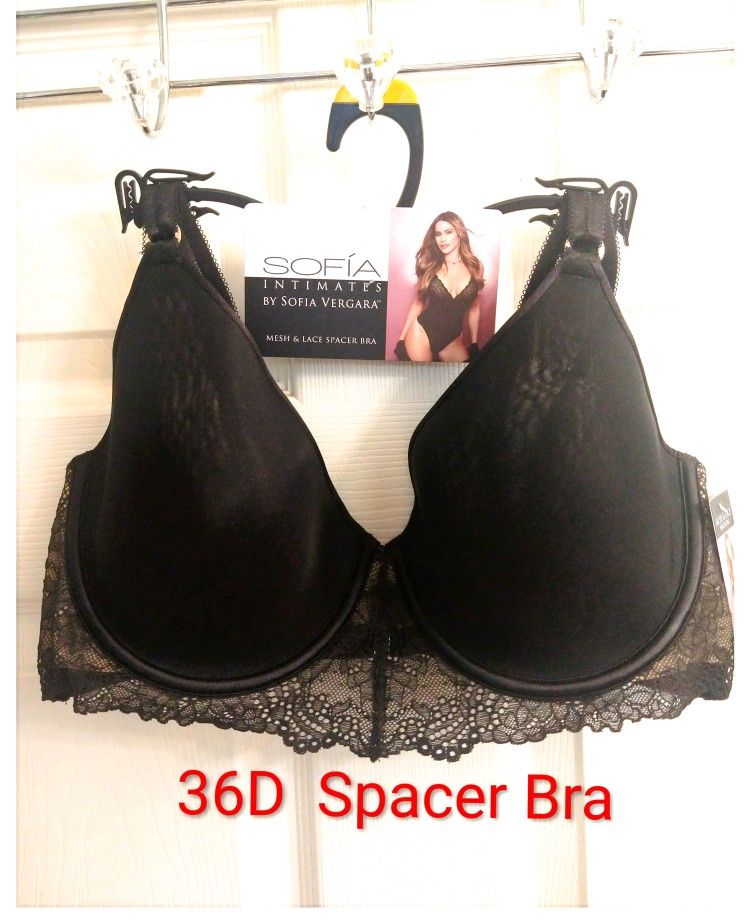 Sofia Intimates ~ Mesh & Lace Spacer Bra, Full Coverage 36D *NWT*