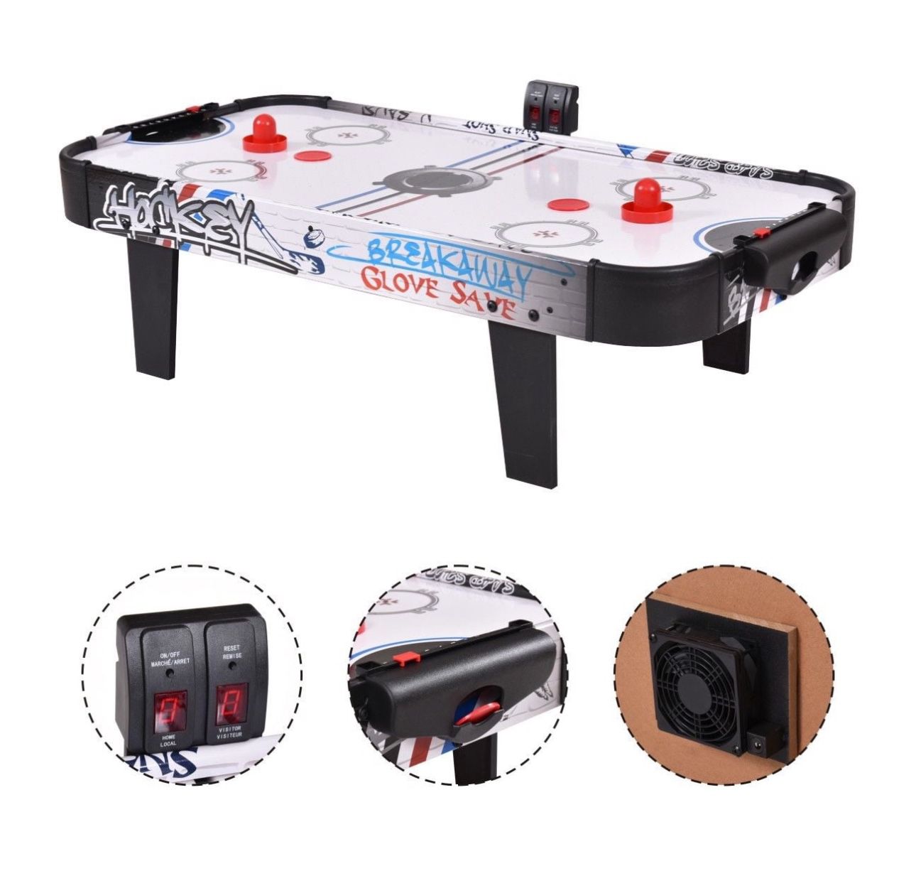42''Air Powered Hockey Table Game Room Indoor Outdoor New