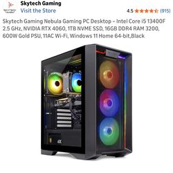 Skytech Gaming PC, i5 13400F,RTX 4060 and 16 GB ram, SSD 1 TB