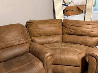Brown Faux Leather Sectional Sofa