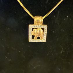 Golden Elephant And Pave Diamonds Chain Not Included