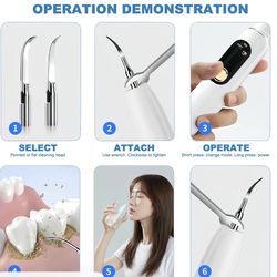 Plaque Remover for Teeth, Teeth Cleaning Kit with LED Light and 5 Adjustable Modes Teeth Cleaner,2 Replaceable Heads, Rechargeable for Home & Travel U