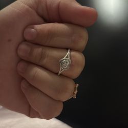 Sterling Silver 1/5 Ct Diamond Ring 