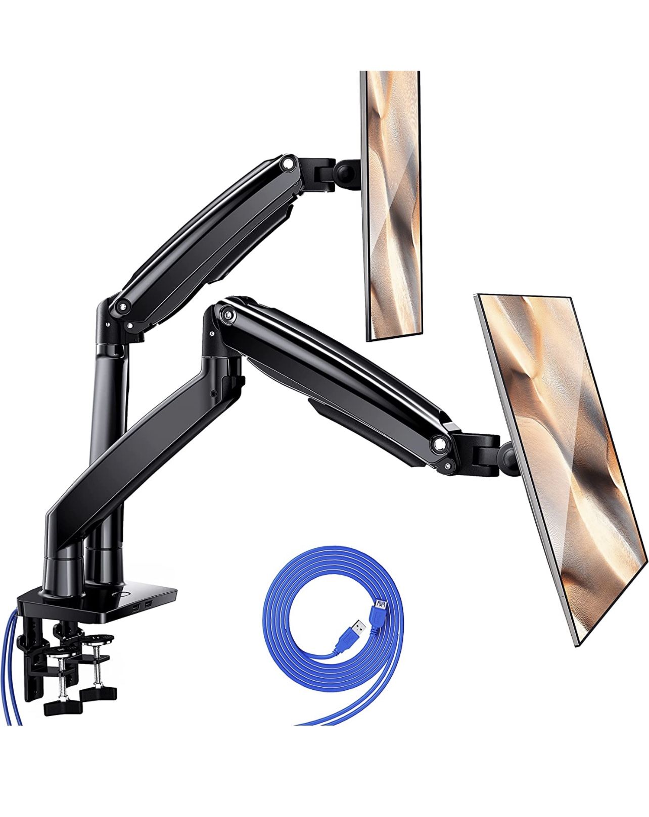 Dual Monitor Arm Desk Mount Full Motion, Each Arm Holds up to 26.4lbs