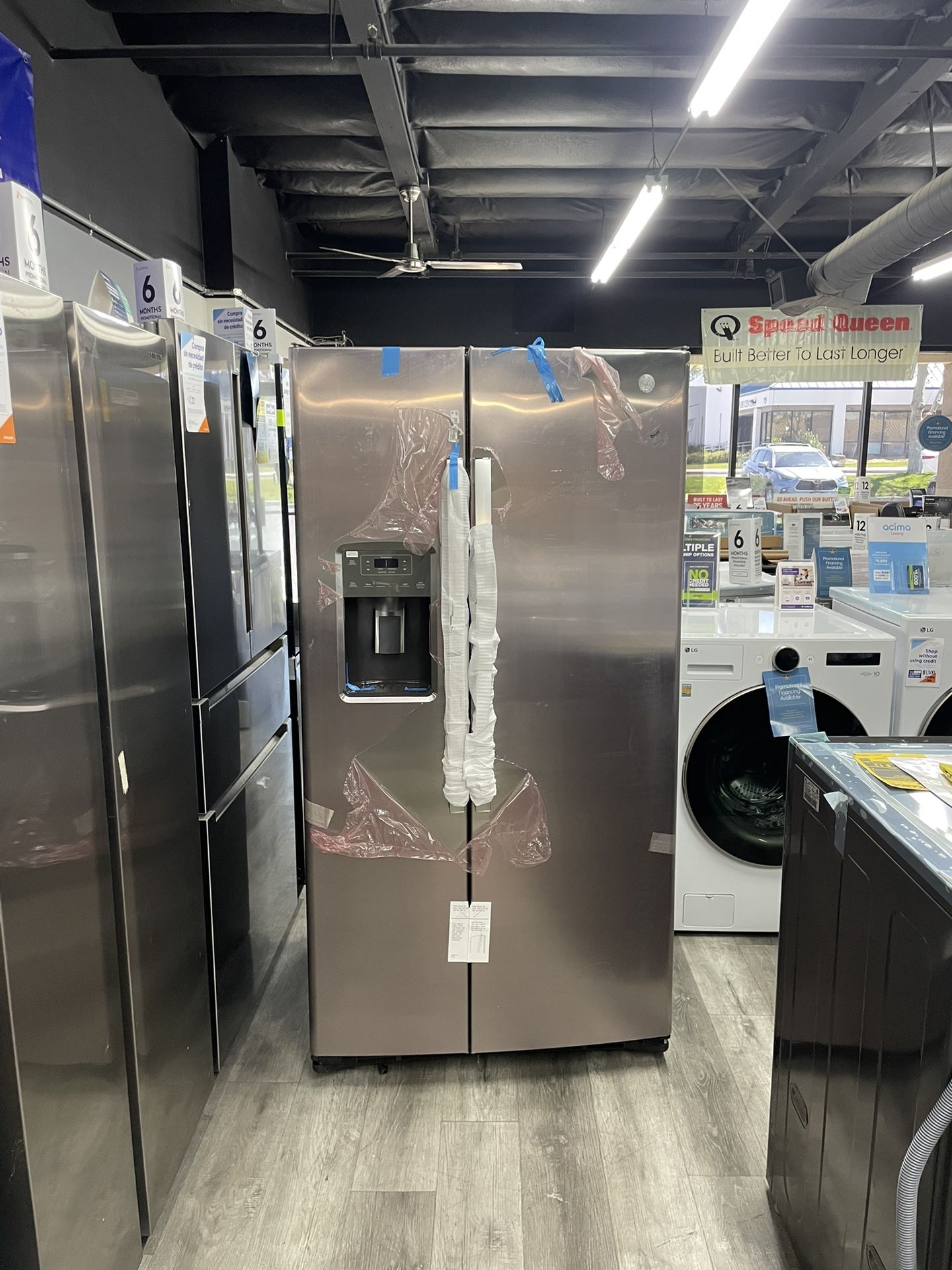 🚨FINANCING AVAILABLE 🚨 GE 25.3 cu. ft. Side by Side Refrigerator in Fingerprint Resistant Stainless Steel, Standard Depth