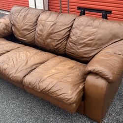 BROWN LEATHER SOFA HOME OFFICE FURNITURE ROOMING 