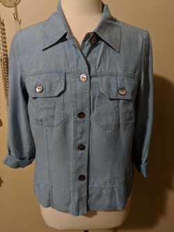 Chambray Jean Jacket 3/4 Sleeve Small