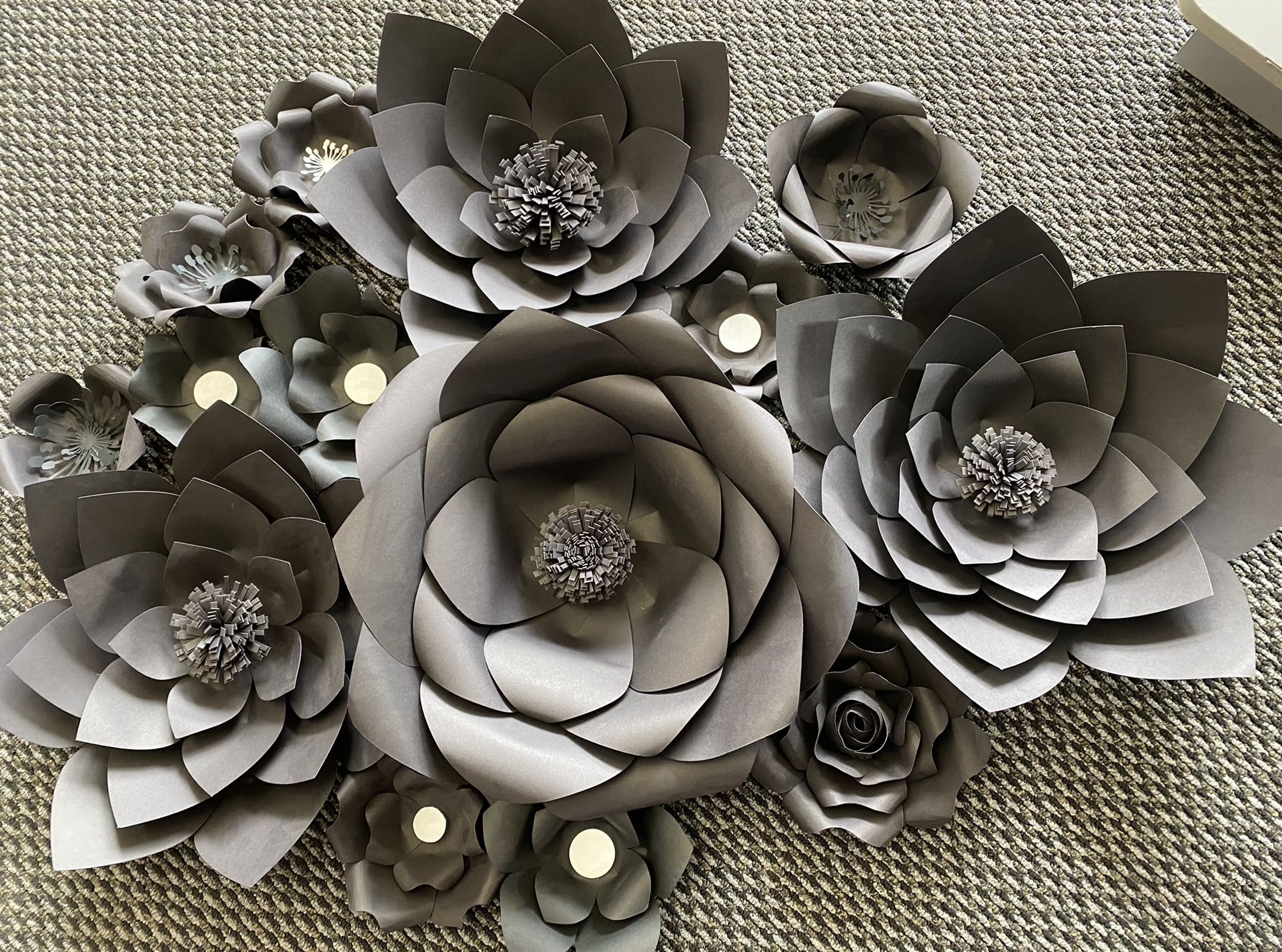 Black Paper Flowers Wedding Baby Shower Birthday Decorations