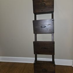Dark Wood Wall Mounted Magazine Rack