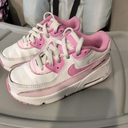 Girls Size 10 C Nike Air Max 90 Shoes White Pink