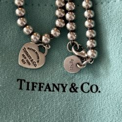Authentic Tiffany & Co 4mm Bead Bracelet With Silver Heart
