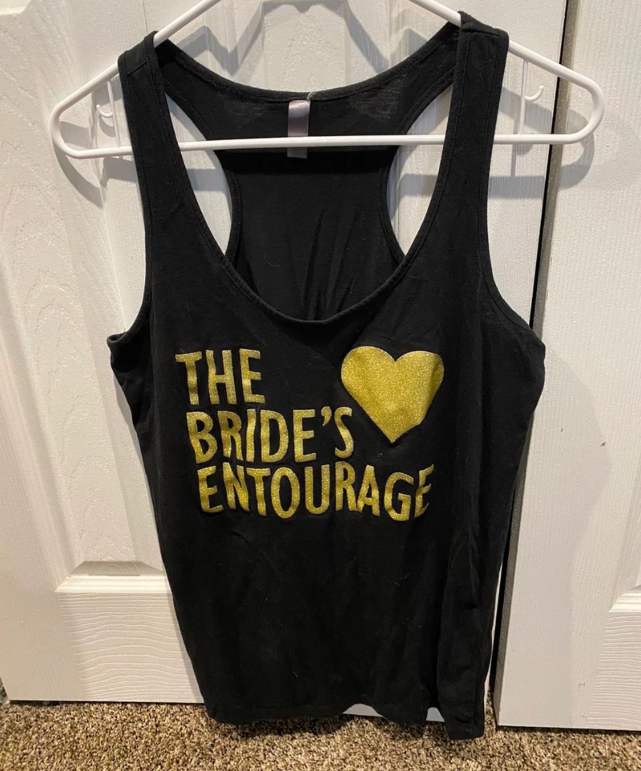 The Bride’s Entourage Tank top in size XL  Black with gold writing  