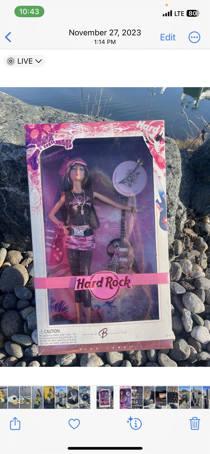 Hard Rock Cafe Barbie Doll #4 Brunette Pink Label 2006 Mattel L4175