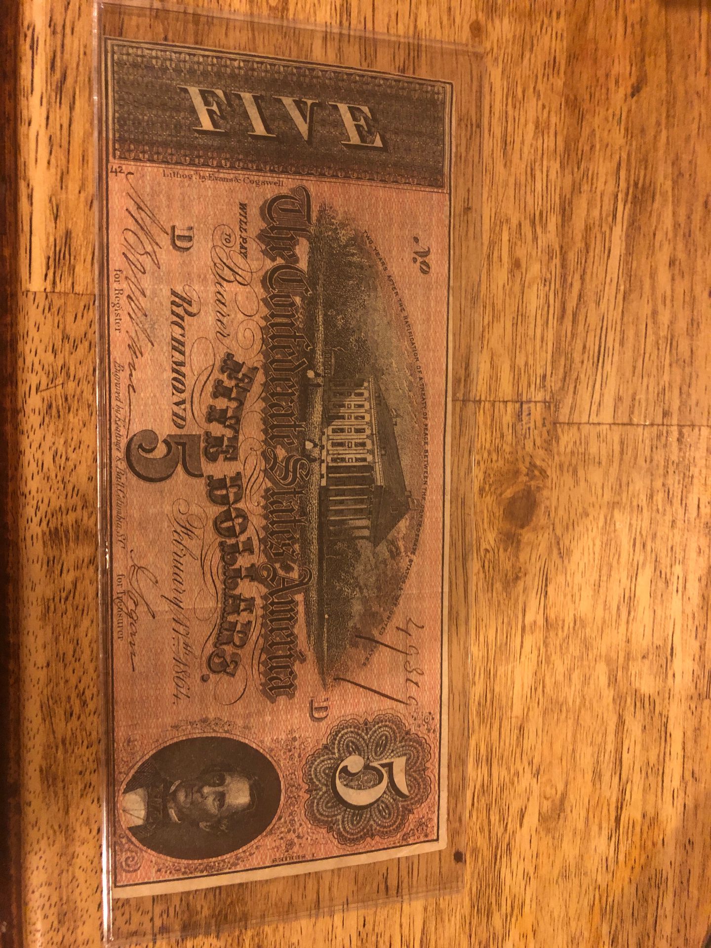 Confederate 5$ Bill