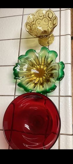 Vintage Decorative Glass Bowls Set of 3