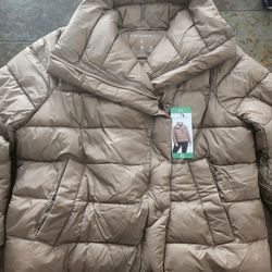 Tahari Womans Golden Bronze Puffer Jacket Size XL