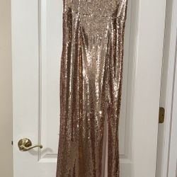 Akira Rose Gold Sequin Mermaid Dress