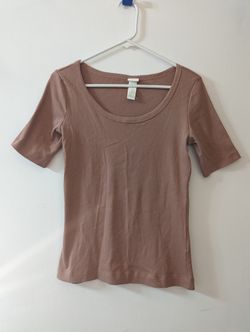 H&M Blush Pink Ribbed T-Shirt