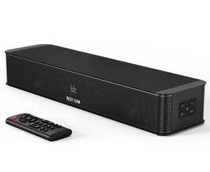 2.1ch Sound Bar with Built-in Subwoofer, 100W Peak Power, HDMI ARC/Opt/AUX/USB/Bluetooth 5.3, 3 EQ Modes & Volume Boost, 16.5" All-in-One for TV/PC/Ga