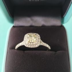 Tiffany Yellow cushion Cut Diamond Ring