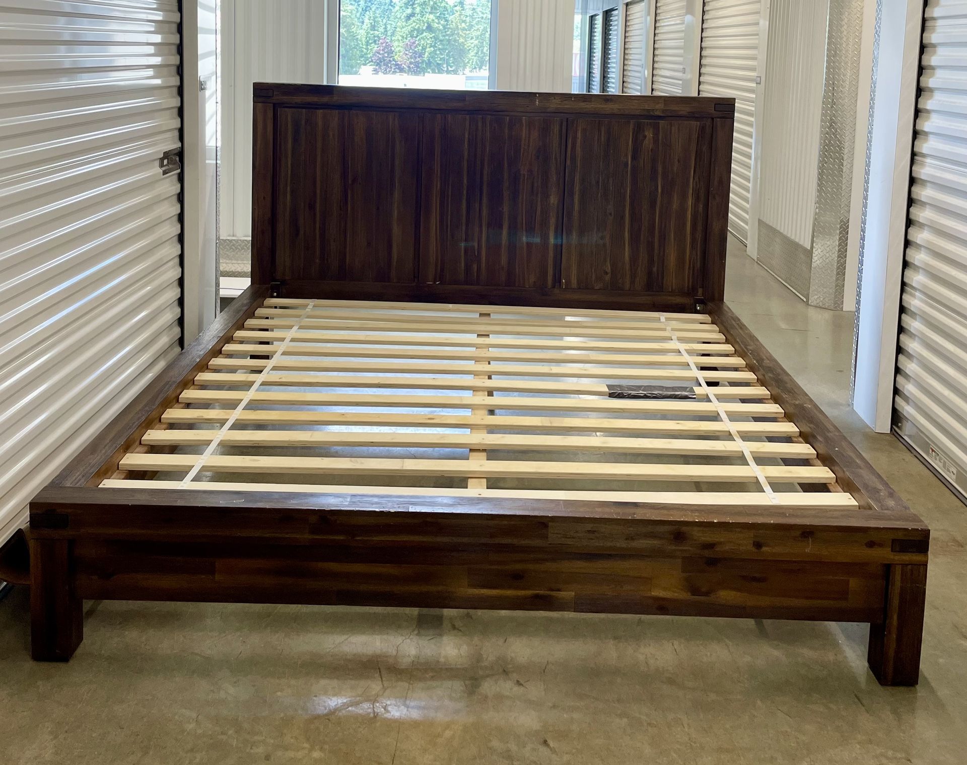 Wood Crate & Barrel King Bed Frame