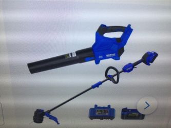 KOBALT QUIET TECH 24-VOLT CORDLESS BATTERY STRING TRIMMER AND LEAF BLOWER AND COMBO KIT 4AH BATTERY AND CHARGER INCLUDED