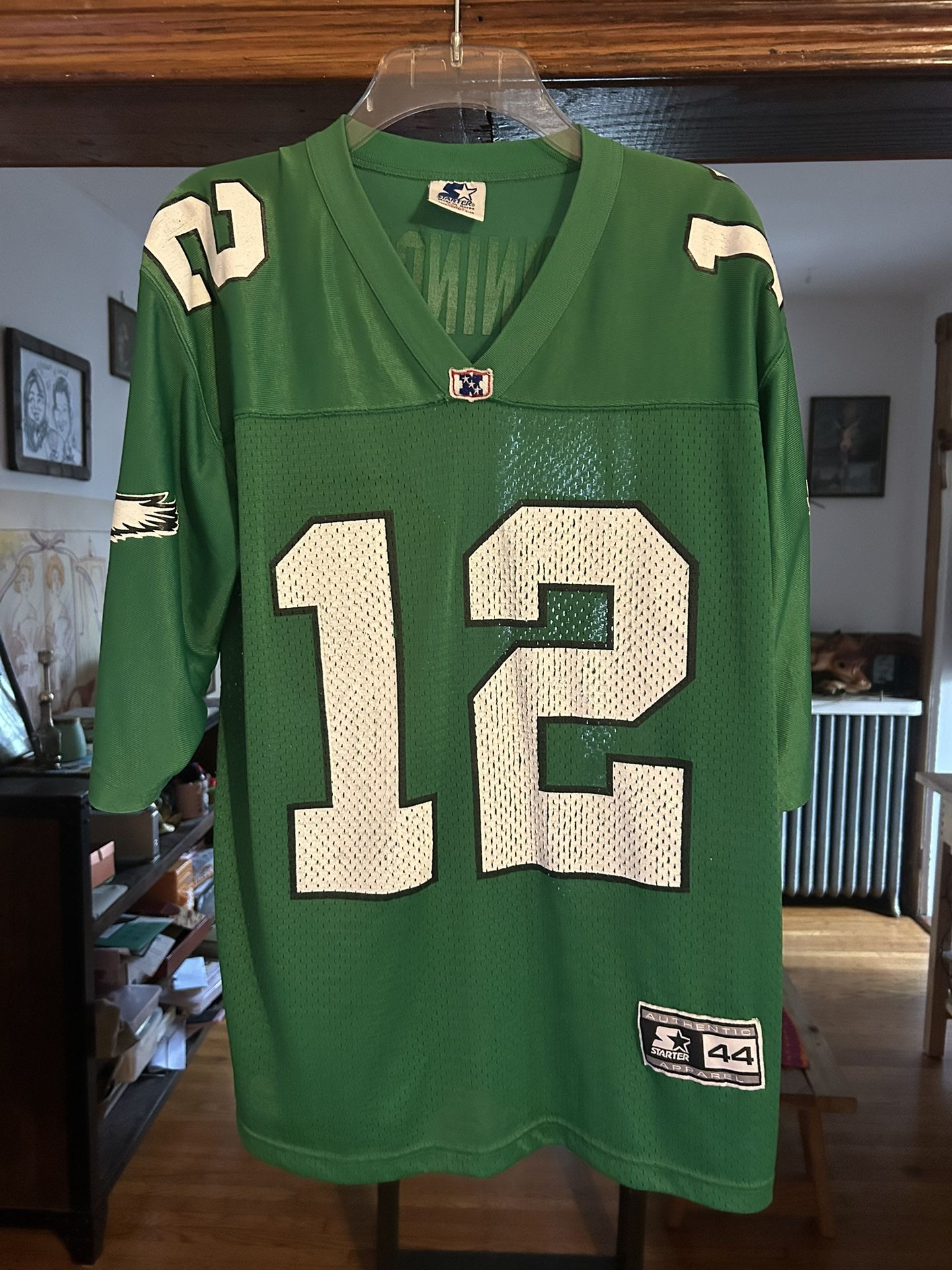 Vintage 90s STARTER Philadelphia eagles Randall Cunningham #12 Jersey Kelly green NFL football large