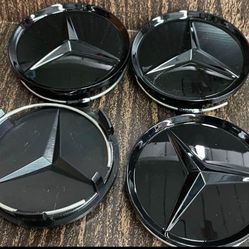 Mercedes Benz 75mm Wheel Center Caps X4