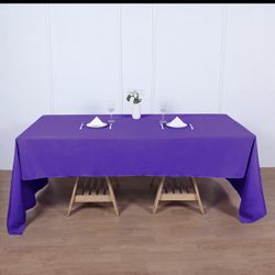 60"x126" Purple Polyester Rectangular Tablecloth