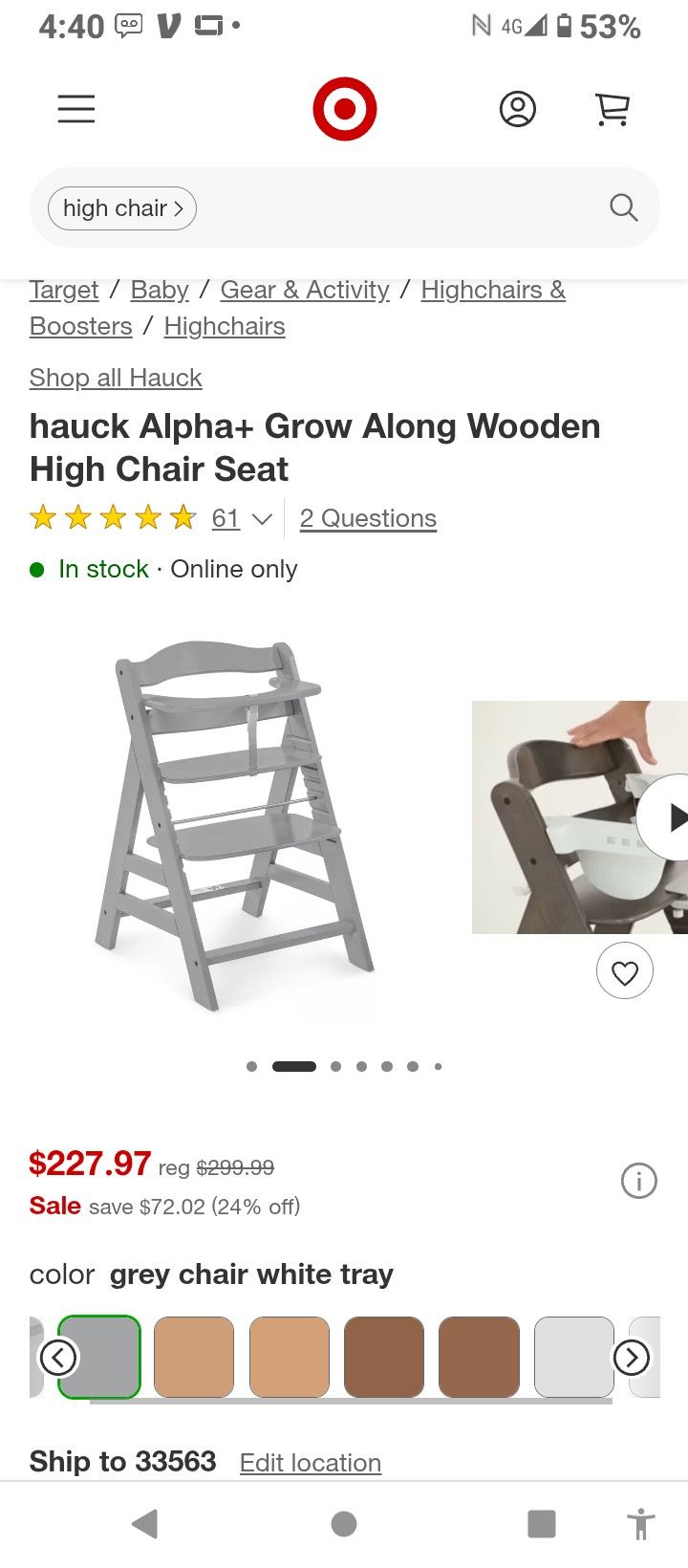 Hauck Grow With Me Chair