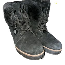   Black Suede Fringe Ankle Boots Size 10