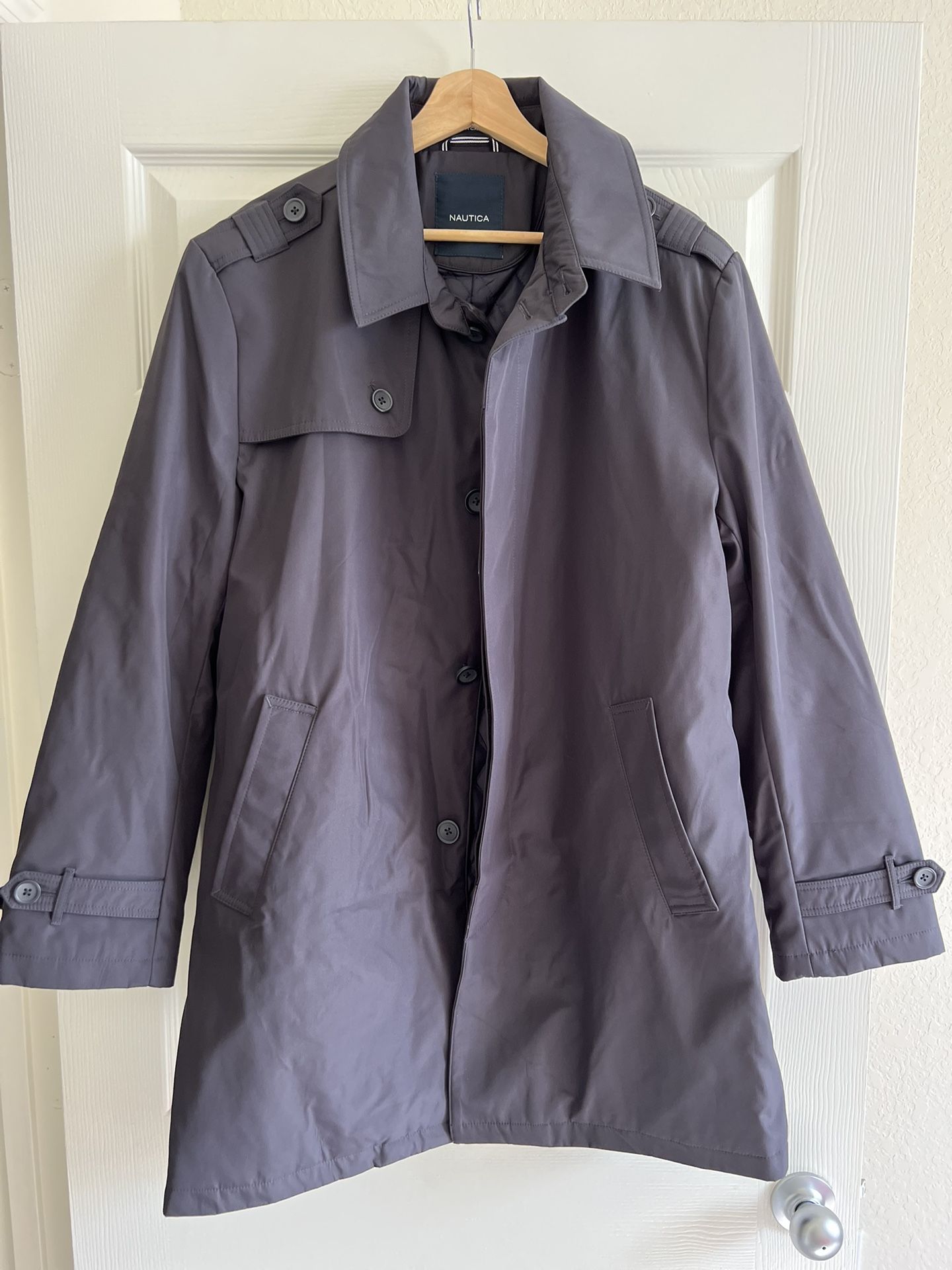 Nautica Mens Water Resistant Trench Coat Rain Jacket Medium