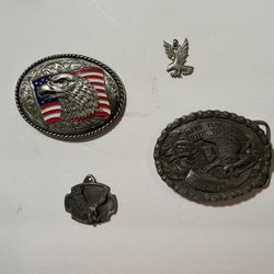 4 - Pc. Eagle-Themed Belt Buckles (1 Limited Edition 1260 of 2000 Sturgis 1984 & Ivan) and Pendants (Siskiyou Buckle Co. & Eagle Pendant)