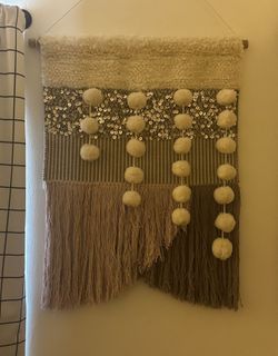 Modern / Boho Pottery Barn / West Elm Blush Woven Tapestry Wall Decor