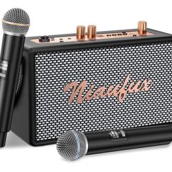 Retro Karaoke Machine with Two Wireless Microphones
