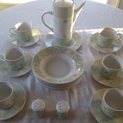 Set of breakfast dishes- Sango, "Country Garden 8856" pattern