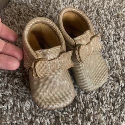 Gold Glitter Moccasins 